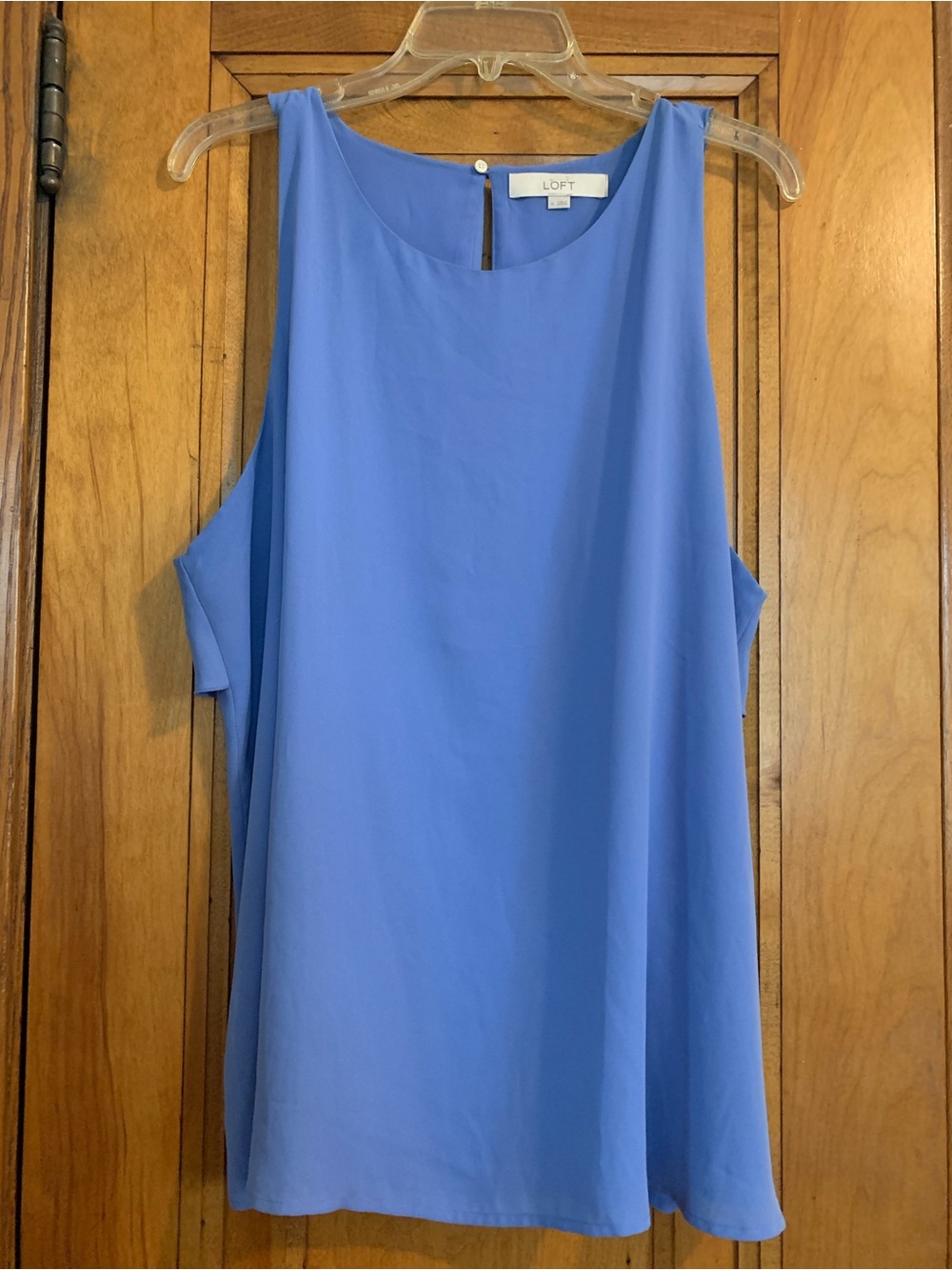 LOFT Sleeveless Periwinkle Blue Racerback Top with Ruffles